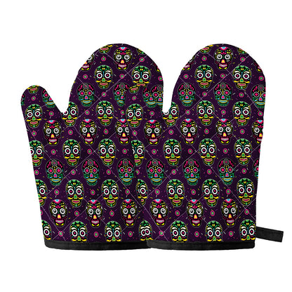 Day Of The Dead Sugar Skull Print Oven Mitts