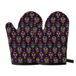 Day Of The Dead Sugar Skull Print Oven Mitts