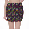 Day Of The Dead Sugar Skull Print Pencil Mini Skirt