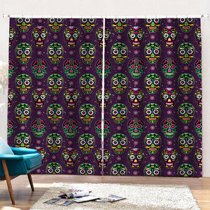 Day Of The Dead Sugar Skull Print Pencil Pleat Curtains