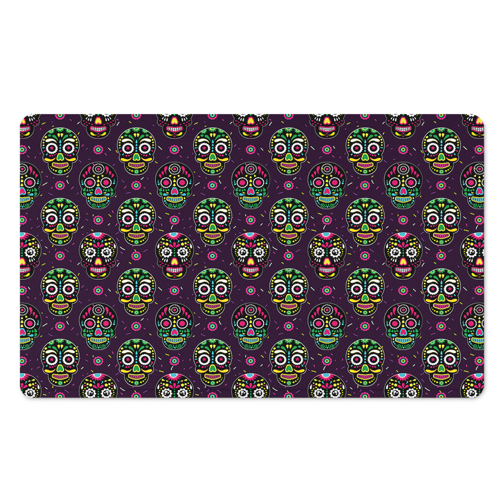 Day Of The Dead Sugar Skull Print Polyester Doormat