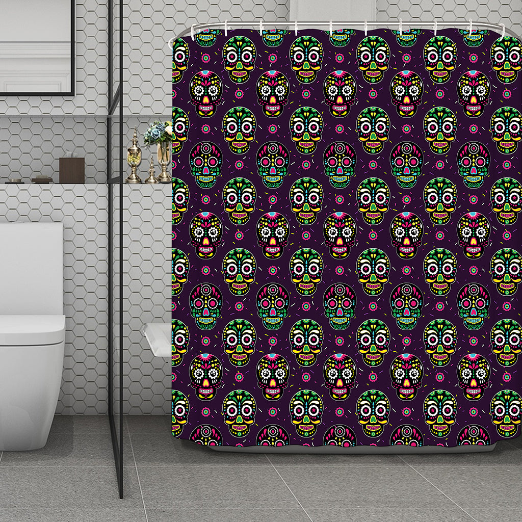 Day Of The Dead Sugar Skull Print Polyester Shower Curtain