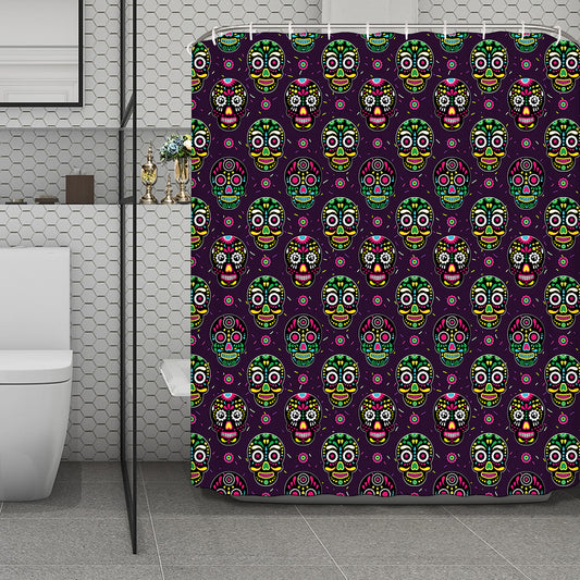Day Of The Dead Sugar Skull Print Polyester Shower Curtain