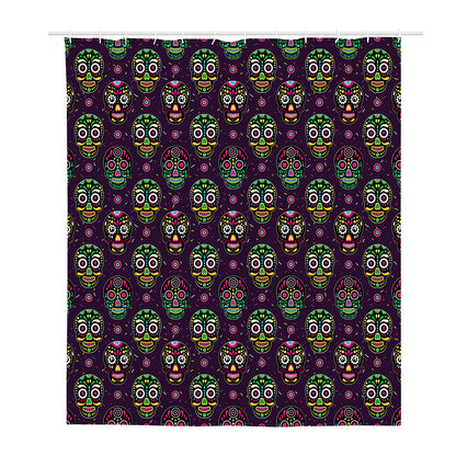 Day Of The Dead Sugar Skull Print Polyester Shower Curtain