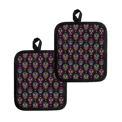 Day Of The Dead Sugar Skull Print Pot Holders