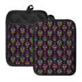 Day Of The Dead Sugar Skull Print Pot Holders With Pocket