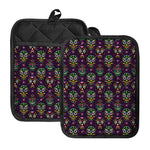 Day Of The Dead Sugar Skull Print Pot Holders With Pocket