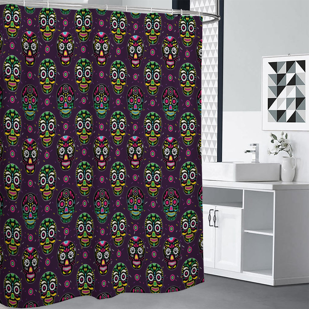 Day Of The Dead Sugar Skull Print Premium Shower Curtain