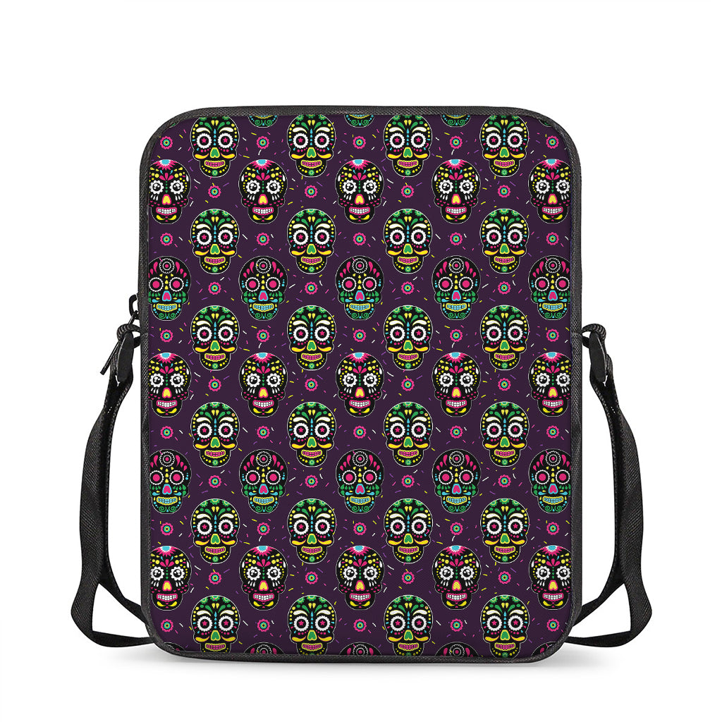 Day Of The Dead Sugar Skull Print Rectangular Crossbody Bag