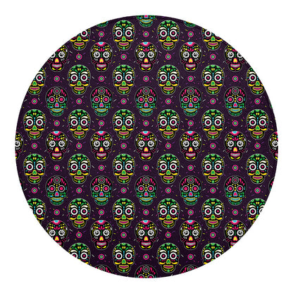 Day Of The Dead Sugar Skull Print Round Blanket