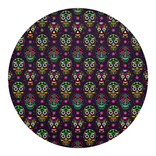 Day Of The Dead Sugar Skull Print Round Blanket