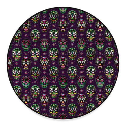Day Of The Dead Sugar Skull Print Round Floor Mat
