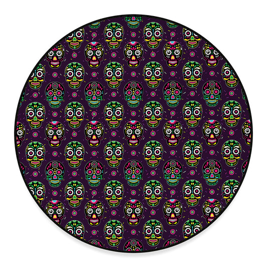 Day Of The Dead Sugar Skull Print Round Floor Mat