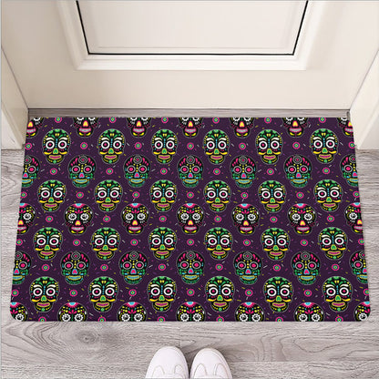 Day Of The Dead Sugar Skull Print Rubber Doormat