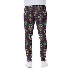 Day Of The Dead Sugar Skull Print Scuba Joggers