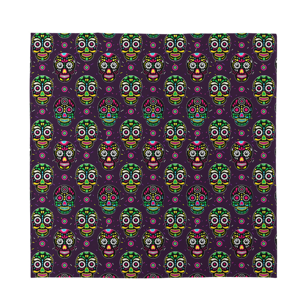 Day Of The Dead Sugar Skull Print Silk Bandana