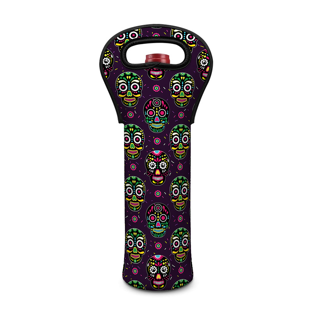 Day Of The Dead Sugar Skull Print Single Neoprene Wine Tote