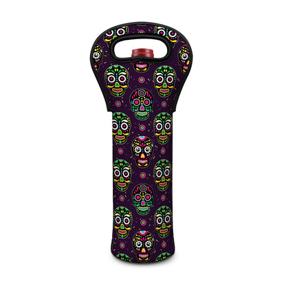 Day Of The Dead Sugar Skull Print Single Neoprene Wine Tote