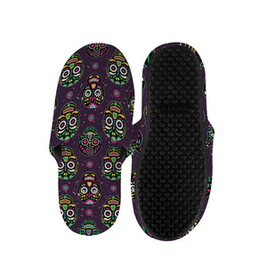 Day Of The Dead Sugar Skull Print Slippers