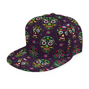 Day Of The Dead Sugar Skull Print Snapback Cap