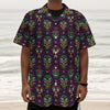 Day Of The Dead Sugar Skull Print Textured Short Sleeve Shirt