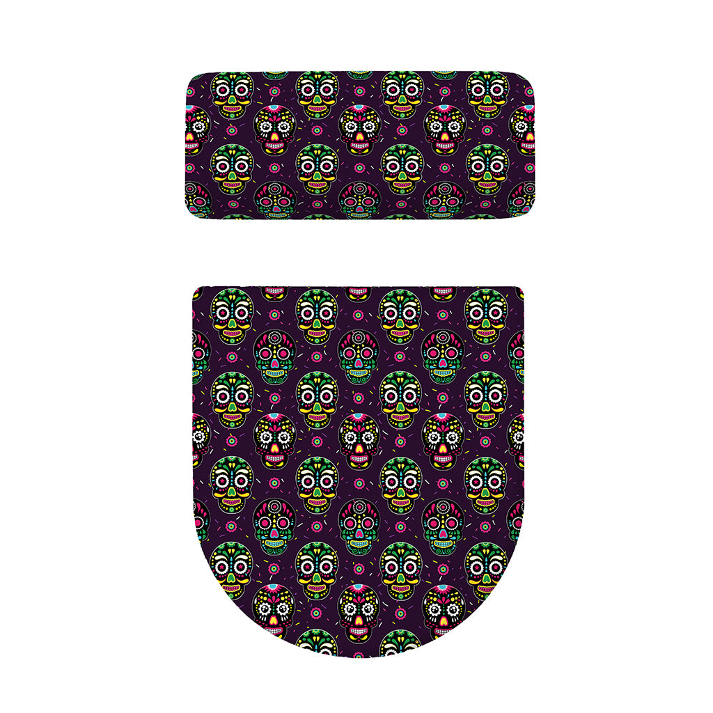 Day Of The Dead Sugar Skull Print Toilet Lid And Tank Cover Set