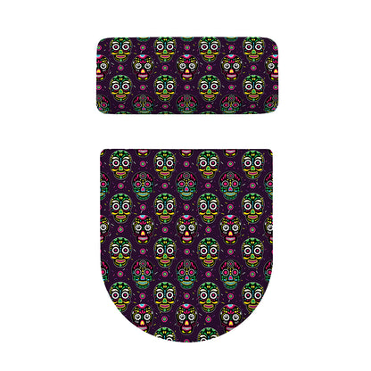 Day Of The Dead Sugar Skull Print Toilet Lid And Tank Cover Set