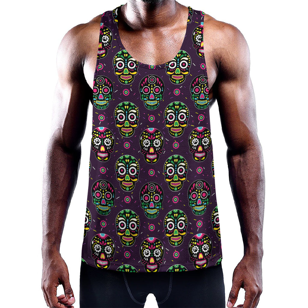 Day Of The Dead Sugar Skull Print Training Tank Top