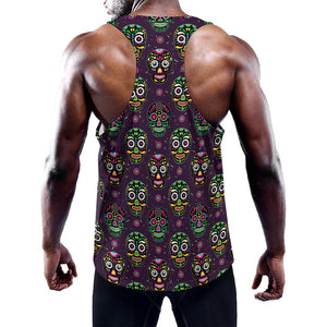 Day Of The Dead Sugar Skull Print Training Tank Top