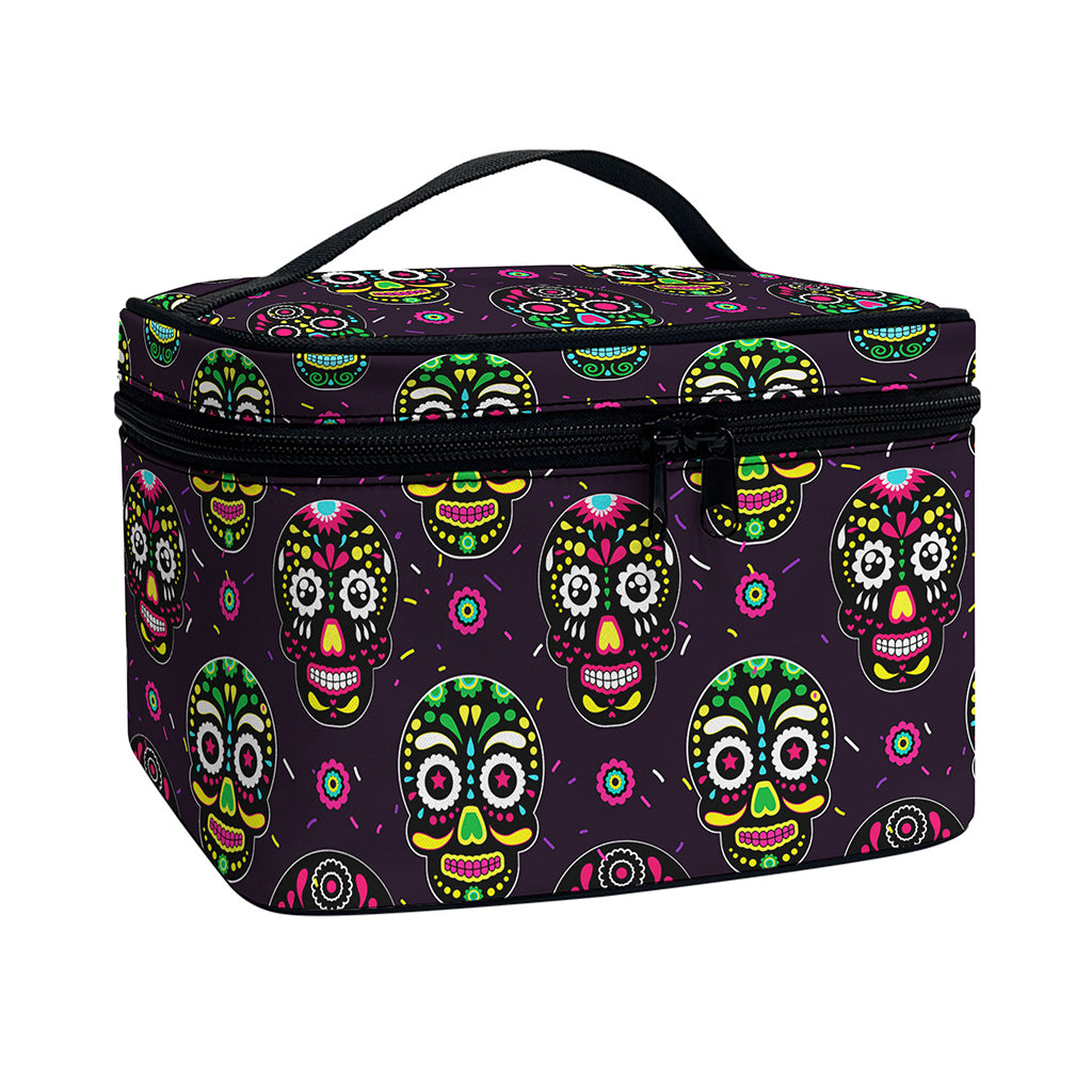 Day Of The Dead Sugar Skull Print Travel Makeup Bag