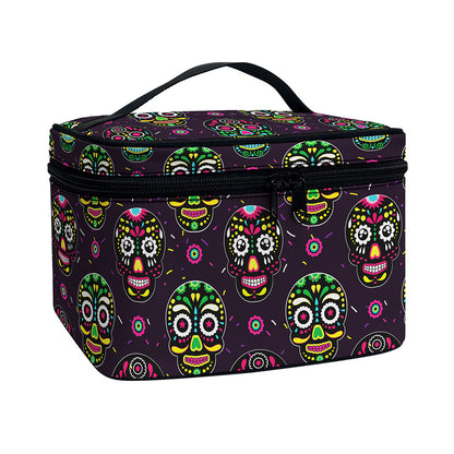 Day Of The Dead Sugar Skull Print Travel Makeup Bag