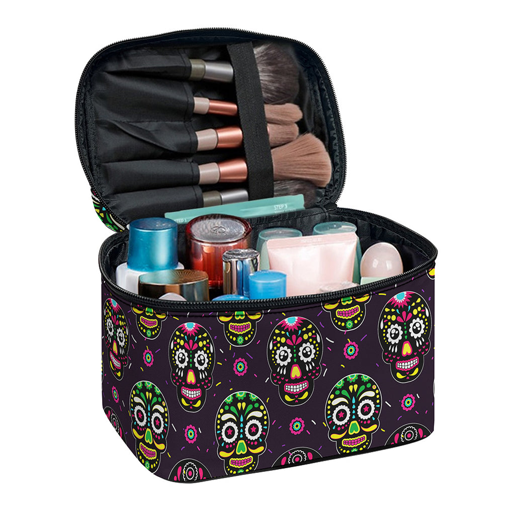 Day Of The Dead Sugar Skull Print Travel Makeup Bag