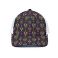 Day Of The Dead Sugar Skull Print White Mesh Trucker Hat