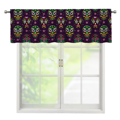 Day Of The Dead Sugar Skull Print Window Valance