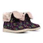 Day Of The Dead Sugar Skull Print Winter Boots