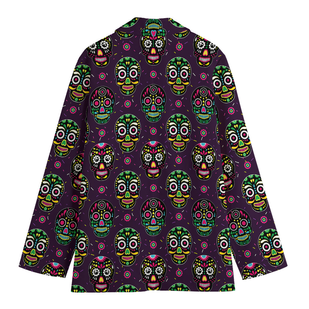 Day Of The Dead Sugar Skull Print Women's Blazer