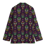 Day Of The Dead Sugar Skull Print Women's Blazer