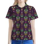 Day Of The Dead Sugar Skull Print Women's Polo Shirt