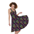 Day Of The Dead Sugar Skull Print Sleeveless Knee Length Dress