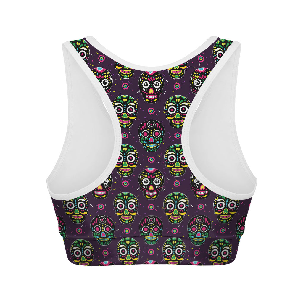 Day Of The Dead Sugar Skull Print Women's Sports Bra