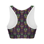 Day Of The Dead Sugar Skull Print Women's Sports Bra