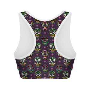 Day Of The Dead Sugar Skull Print Women's Sports Bra