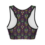 Day Of The Dead Sugar Skull Print Women's Sports Bra