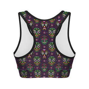 Day Of The Dead Sugar Skull Print Women's Sports Bra