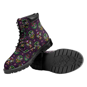 Day Of The Dead Sugar Skull Print Work Boots