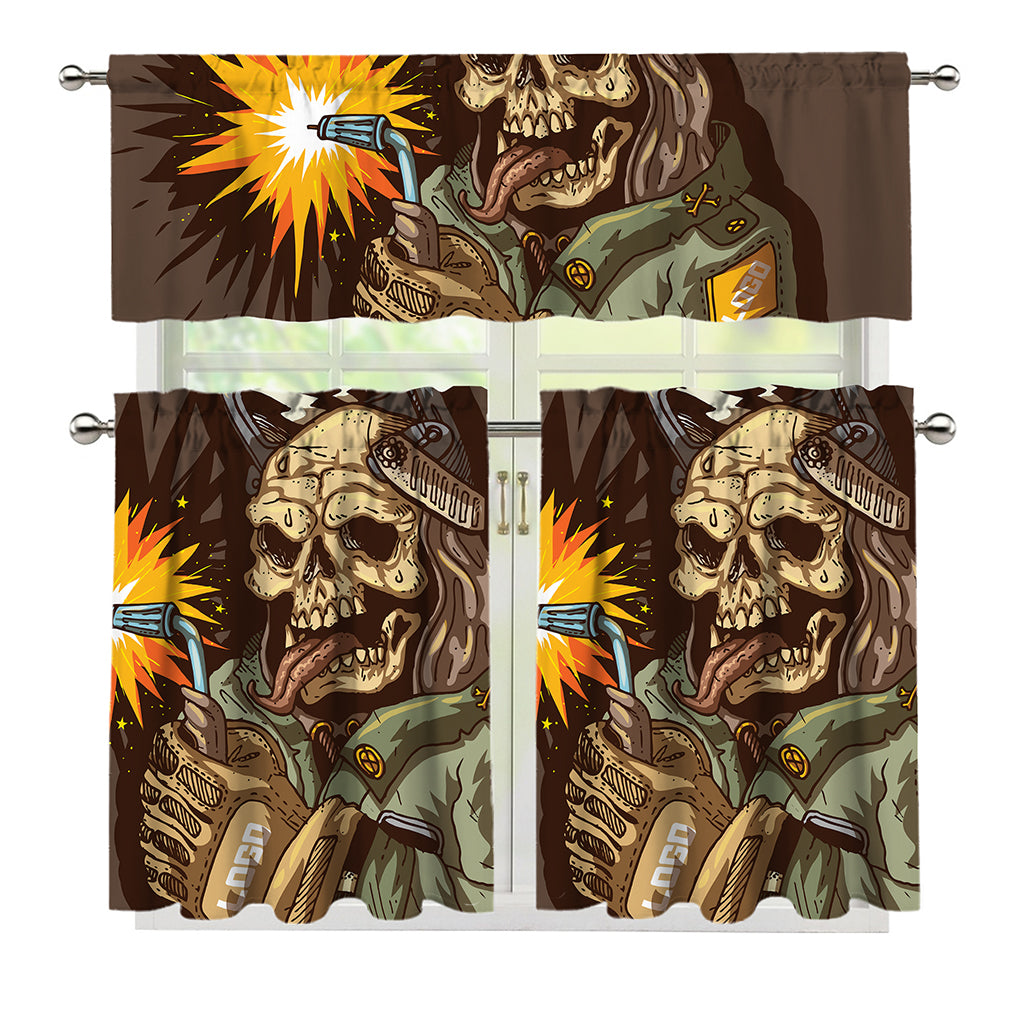Dead Welder Print 3 Piece Kitchen Curtains