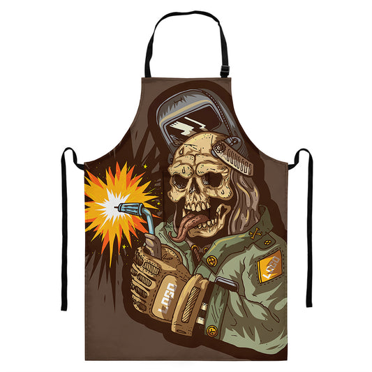 Dead Welder Print Bib Apron With Pocket