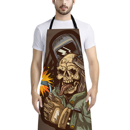 Dead Welder Print Bib Apron With Pocket