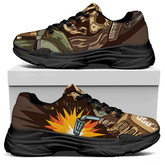 Dead Welder Print Black Chunky Shoes