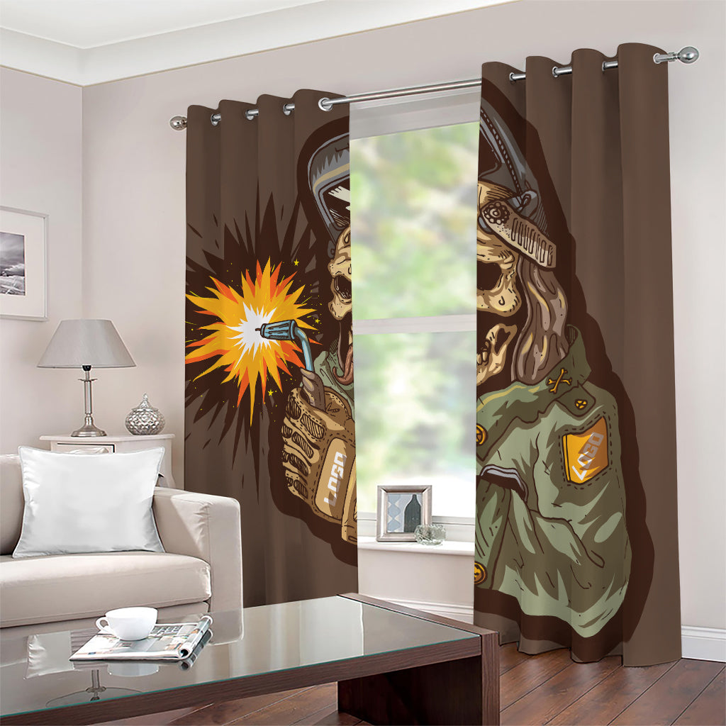 Dead Welder Print Blackout Grommet Curtains